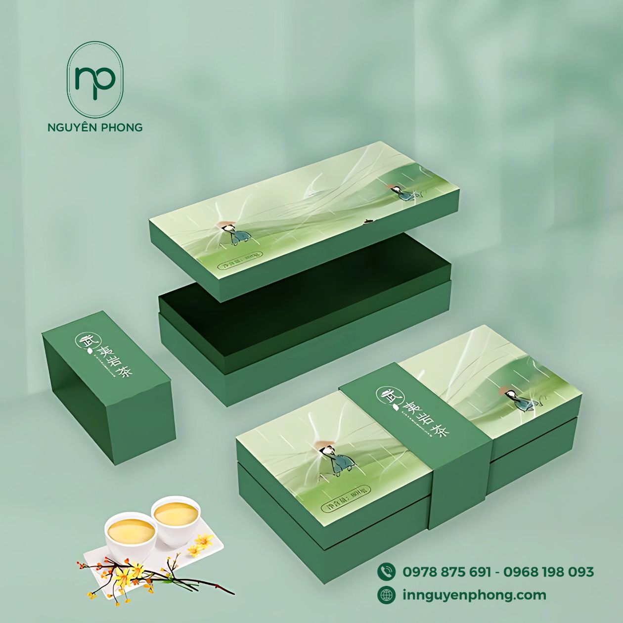 Mẫu logo chè trên hộp giấy âm dương